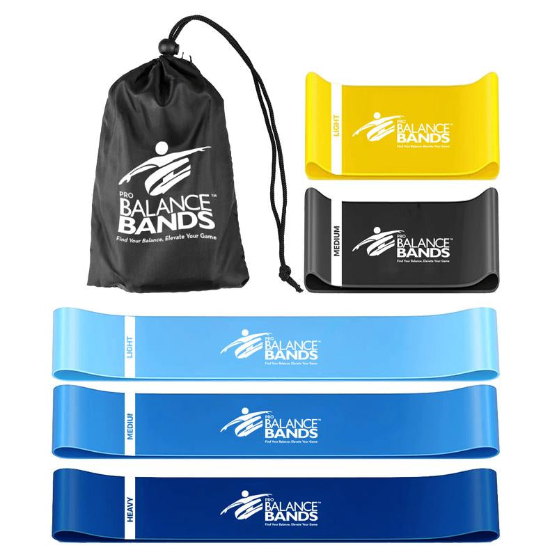 Pro Balance Bands - Eco-Friendly 5 Natural Latex Bands for Full-Body Workouts, Resistance Tension Options, Personalized Nutrition Plan, Workout Library Access, Olympic Gold Medalist Endorsed