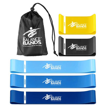 Pro Balance Bands - Eco-Friendly 5 Natural Latex Bands for Full-Body Workouts, Resistance Tension Options, Personalized Nutrition Plan, Workout Library Access, Olympic Gold Medalist Endorsed