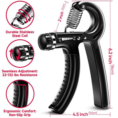 Fitbeast Funny Hand Grip Strengthener Workout Kit (5 Pack) Forearm Grip Adjustable Resistance Hand Gripper, Finger Exerciser, Finger Stretcher, Grip Ring & Stress Relief Grip Ball for Athletes