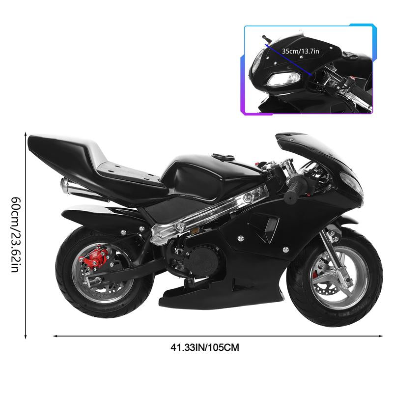 49Cc Mini Pocket Bike for 12+ Years Old, Dual Headlights, Rubber Handlebars, 2-Stroke Gas Motorcycle – High Power & Fun Ride