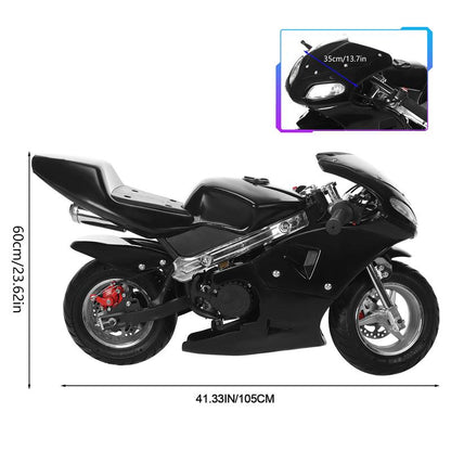 49Cc Mini Pocket Bike for 12+ Years Old, Dual Headlights, Rubber Handlebars, 2-Stroke Gas Motorcycle – High Power & Fun Ride