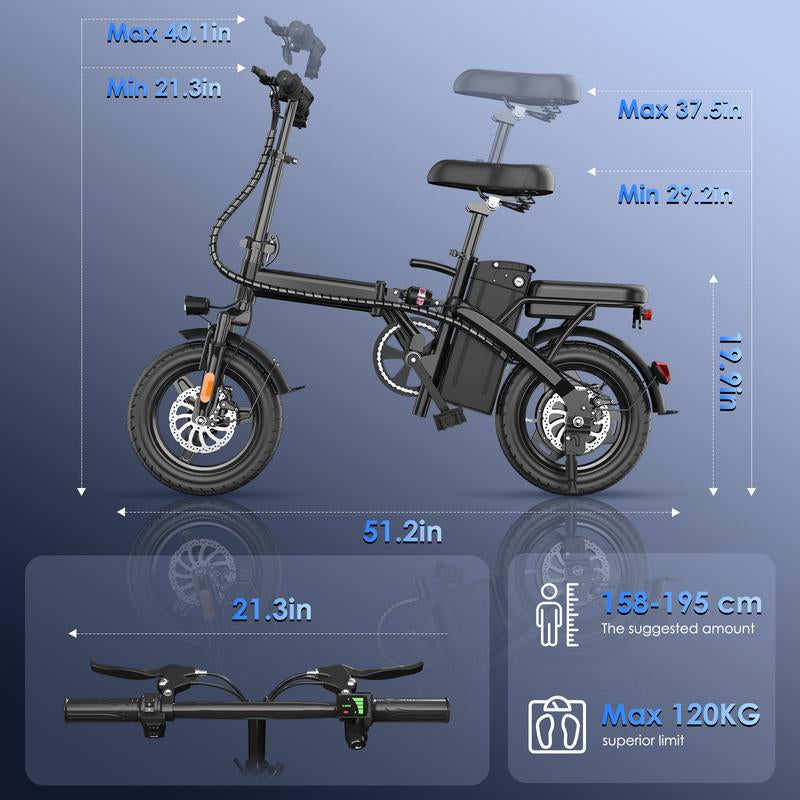 Folding Electric Bike for Adults | 14-Inch Lightweight Commuter E-Bike with 48V 350W Motor | Long Range Battery | Compact Design | E BIKE Bicicleta Electrica