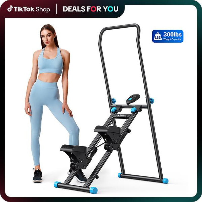 MERACH Stair Stepper with Handlebar for Full-Body Workout, 300LBS Capacity, Compact Cardio Climber Exercise Machine with Adjustable Pedals, Vertical Climber for Home Gym, Dealsforyoudays