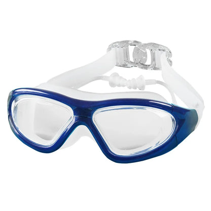 Large Frame Swimming Goggles with Earplug HD Transparent Glasses anti Fog Silicone Waterproof Men Women Swim Eyewear Adult