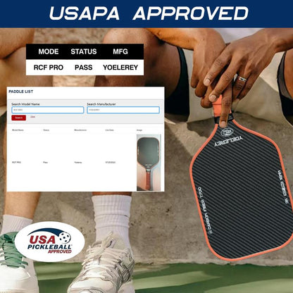 YOELEREY Carbon Fiber Pickleball Paddle, T700 Raw Carbon Fiber for Power & Consistency, USAPA Approved
