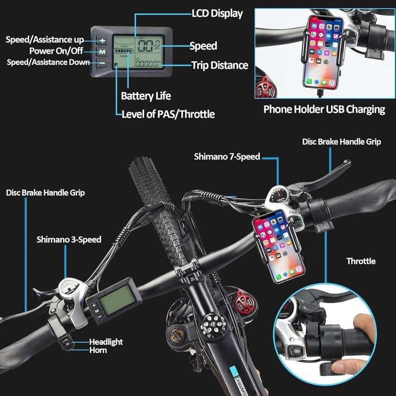 E·Bycco 29” Electric Bike for Adults, 48V 17.5AH Battery, 750W Peak 1000W Electric Mountain Bike, up to 70 Miles 34MPH Ebike with 21-Speed, Electric Bicycle E-Bike for Commuter, UL 2849 Certified