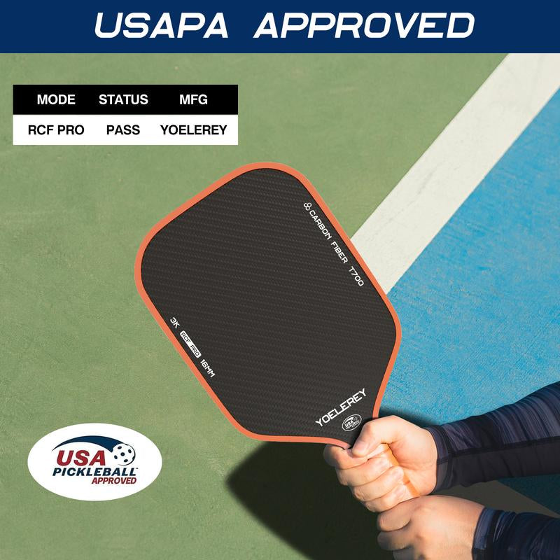 YOELEREY Carbon Fiber Pickleball Paddle, T700 Raw Carbon Fiber for Power & Consistency, USAPA Approved