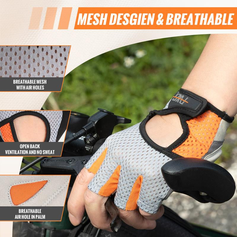 FEIWOOD GEAR Breathable Cycling Gloves Half Finger Bicycle Gloves Anti-Slip Shock Absorbing Padded MTB Road Biking Gloves for Men/Women