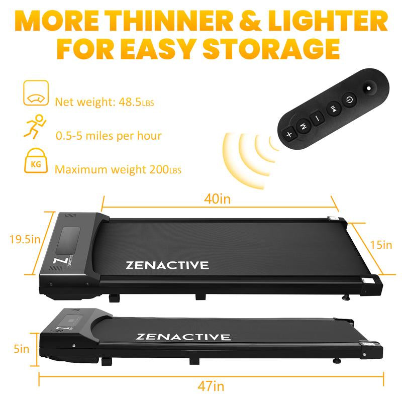 Walking Pad, under Desk Treadmill, Walking Treadmill 2 in 1 for Home/Office with Remote Control, Portable Treadmill (Black, 1 Year Warranty)