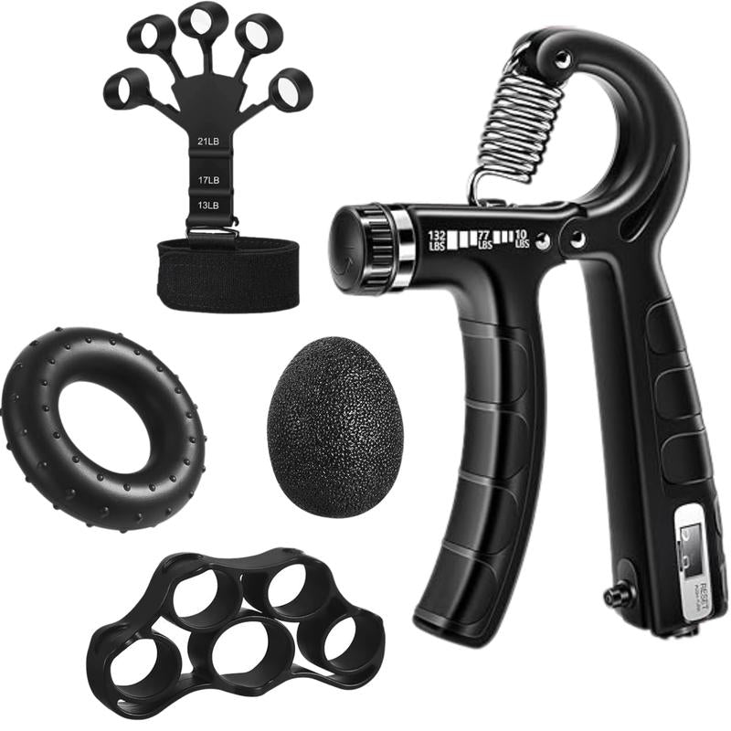 Hand Grip Strengthener Kit (5 Pcs) – PP & TPR Grip Strength Trainer – Forearm Strengthener Perfect for Athletes, Players, Artists, Fitness Enthusiast